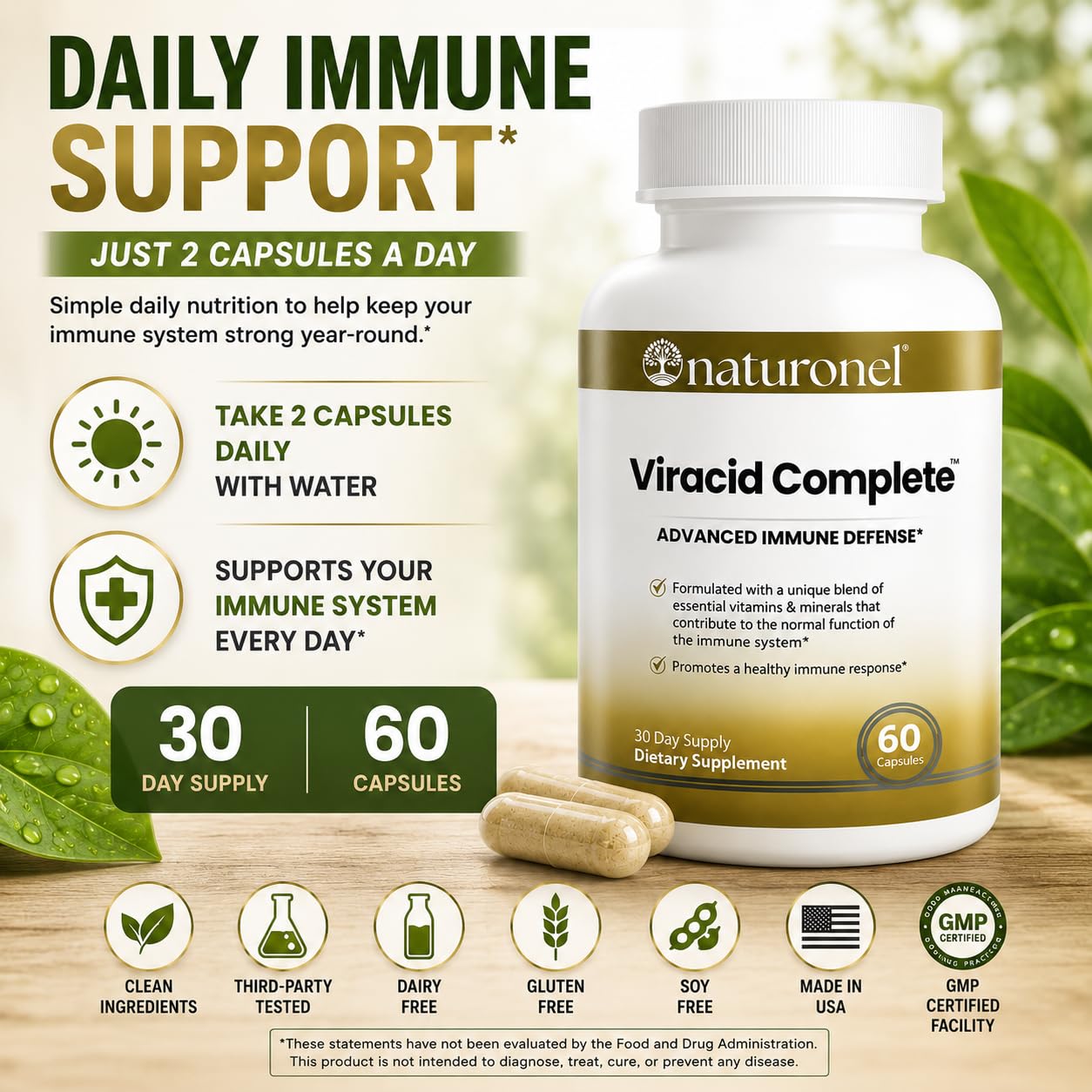 Naturonel Viracid Complete sello GMP que evidencia control de calidad