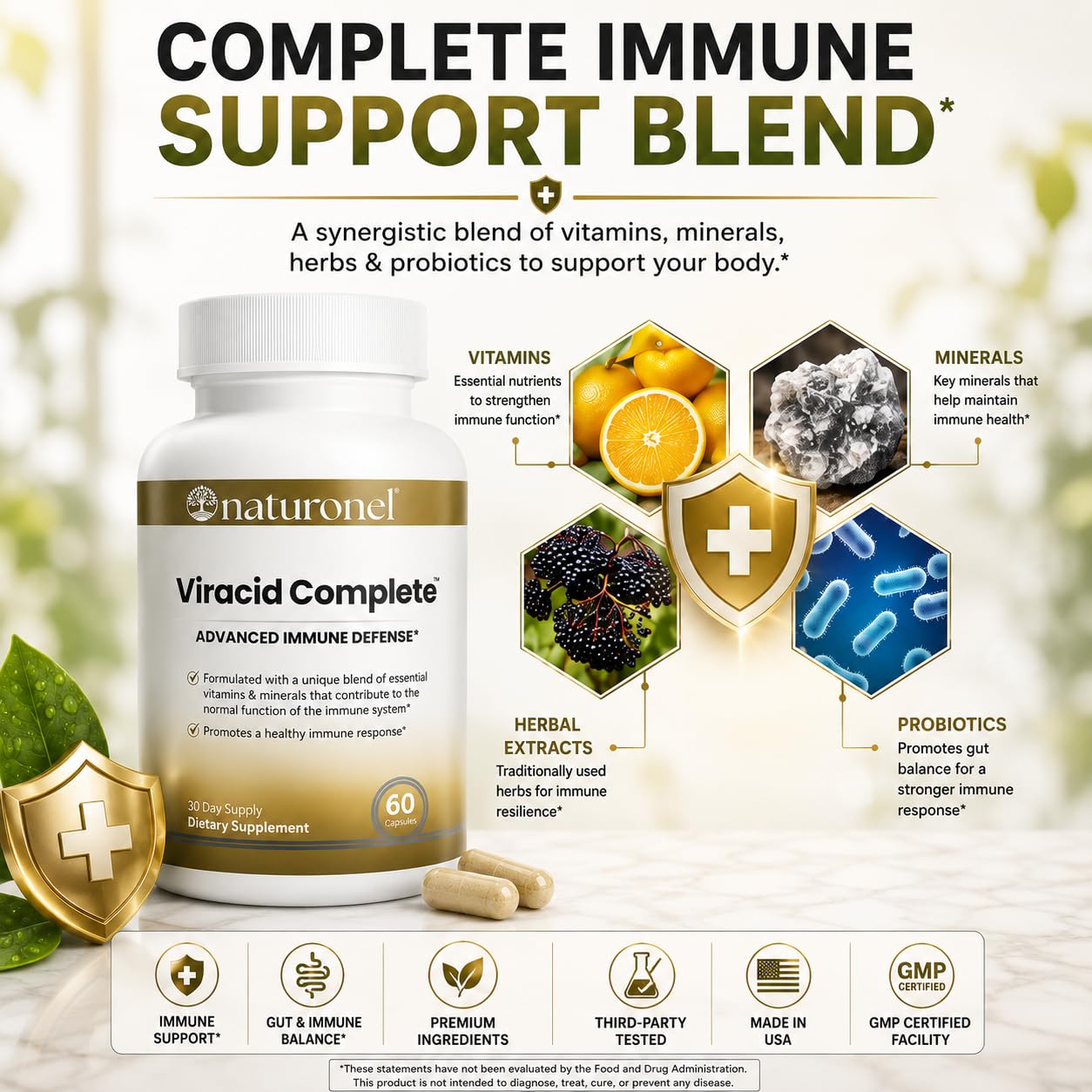 Naturonel Viracid Complete comparación de tamaño para dosificación clara