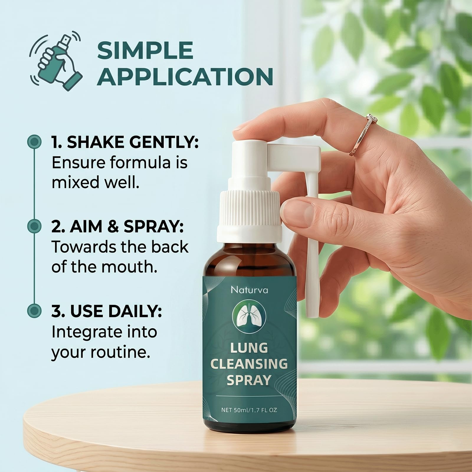 Naturva textura de neblina en primer plano, beneficio absorción rápida