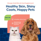 NaturVet masticable ofrecido a un gato apoyando piel hidratada y suave