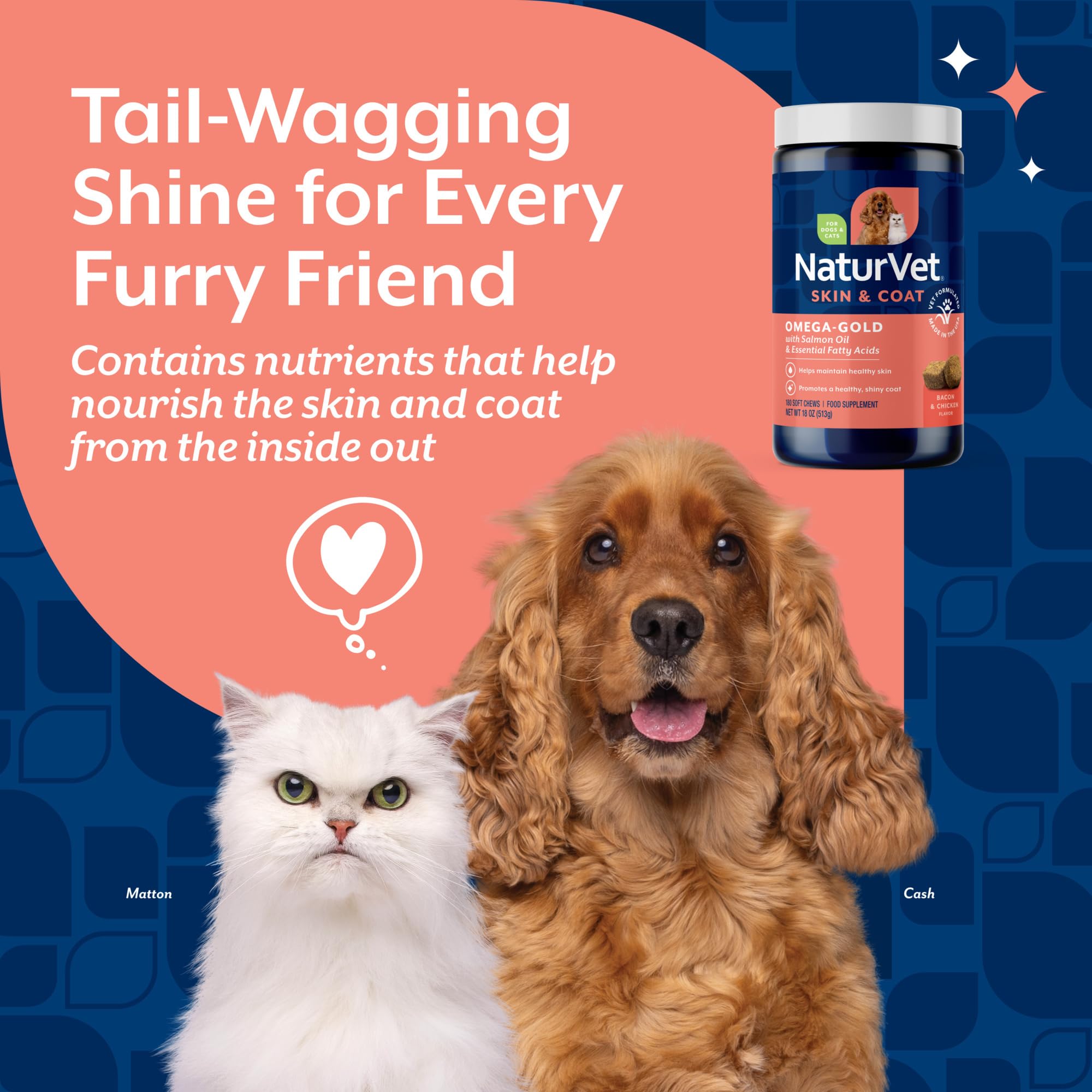 NaturVet masticable ofrecido a un perro para mejorar pelaje y brillo