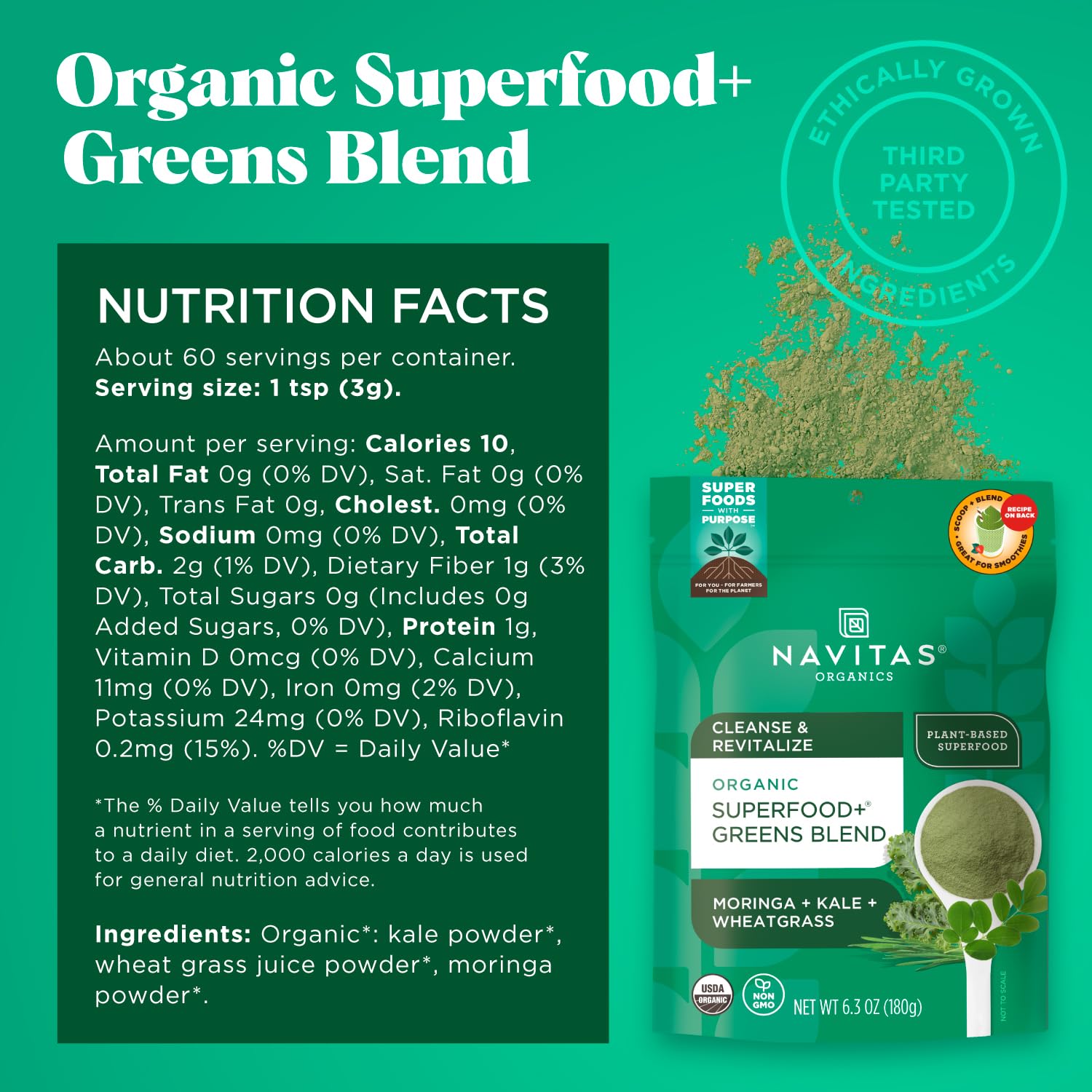 Navitas Organics batido preparado con la mezcla para un desayuno rápido