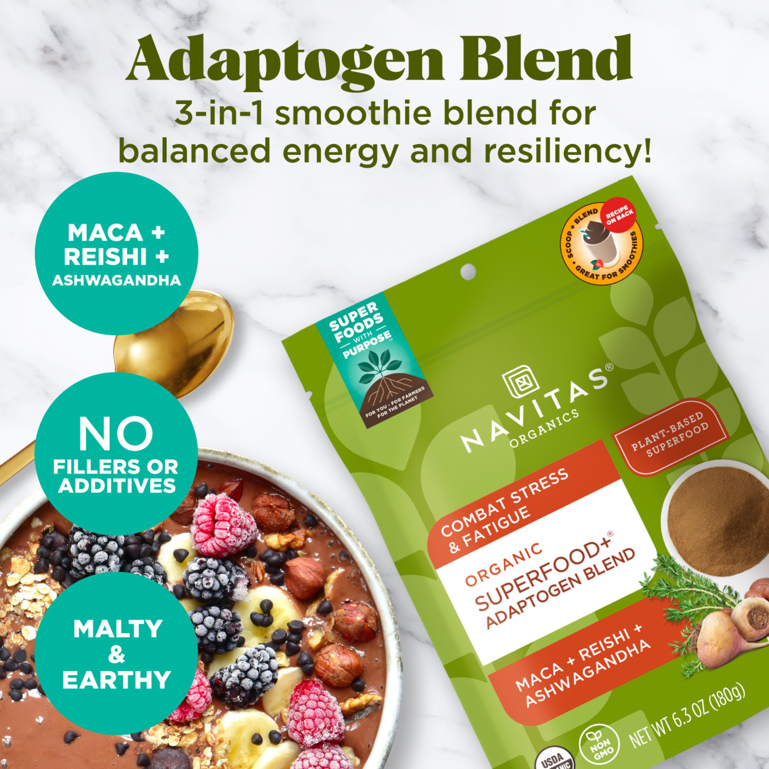 Navitas Organics batido listo para beber ilustra mezcla fácil en batidos