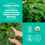 Navitas Organics detalle de etiqueta con ingredientes y sellos de calidad