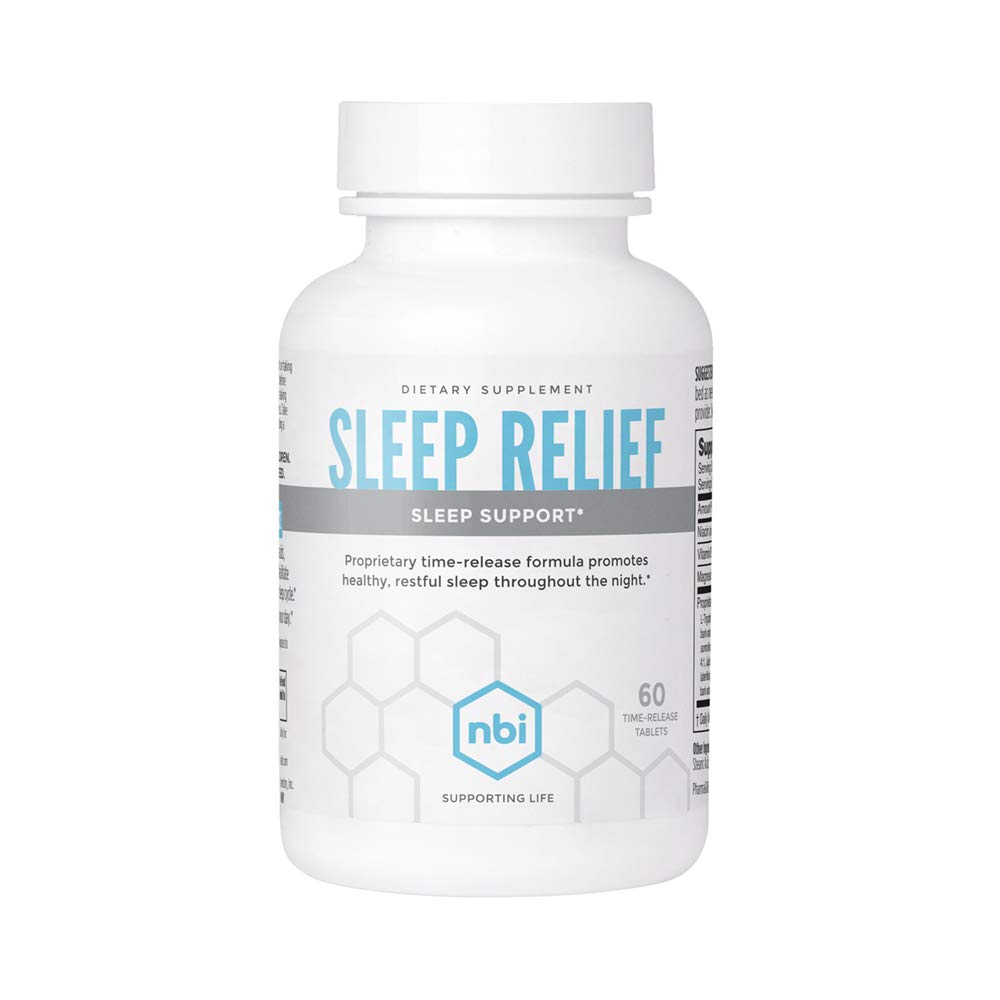 NBI envase frontal Sleep Relief mostrando el diseño y ventajas del suplemento