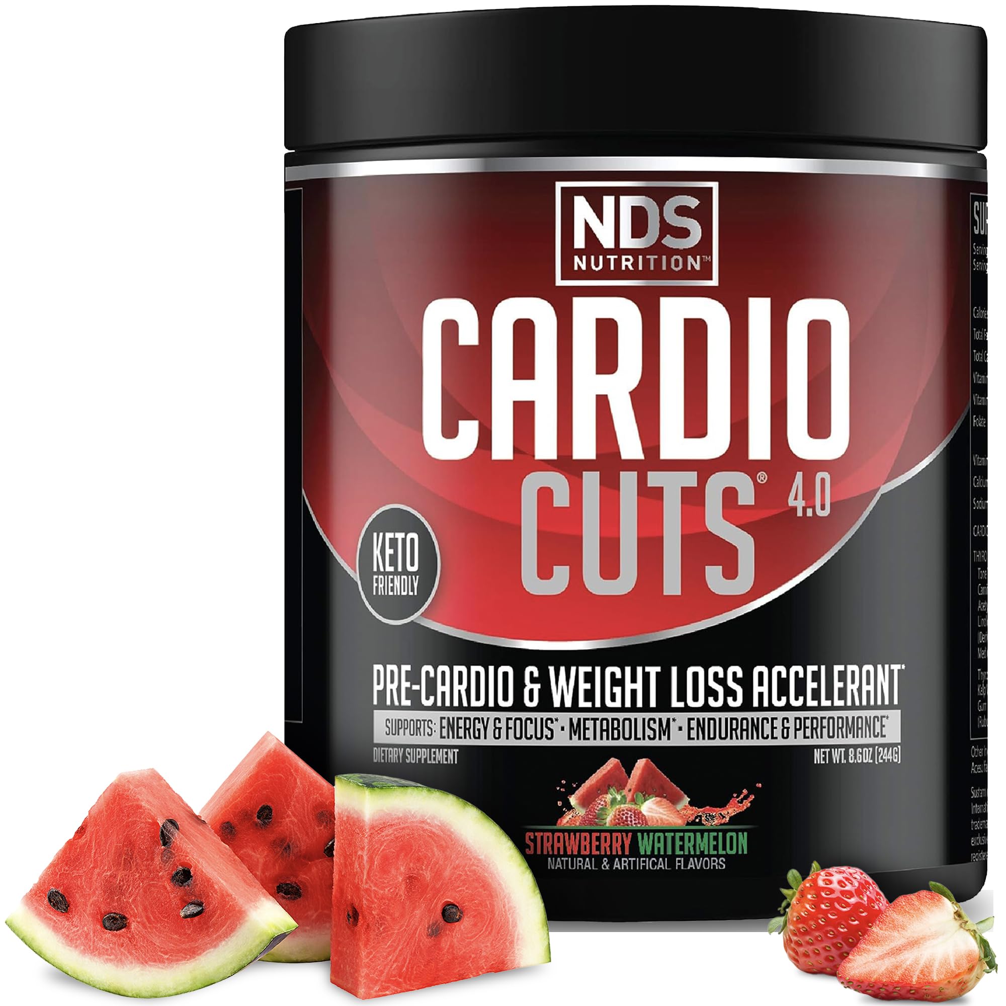 NDS Nutrition frente del envase mostrando diseño y sabor fresa sandía, atractivo visual