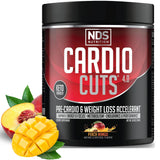 NDS Nutrition envase frontal de Cardio Cuts 4.0 mostrando sabor Peach Mango y beneficios