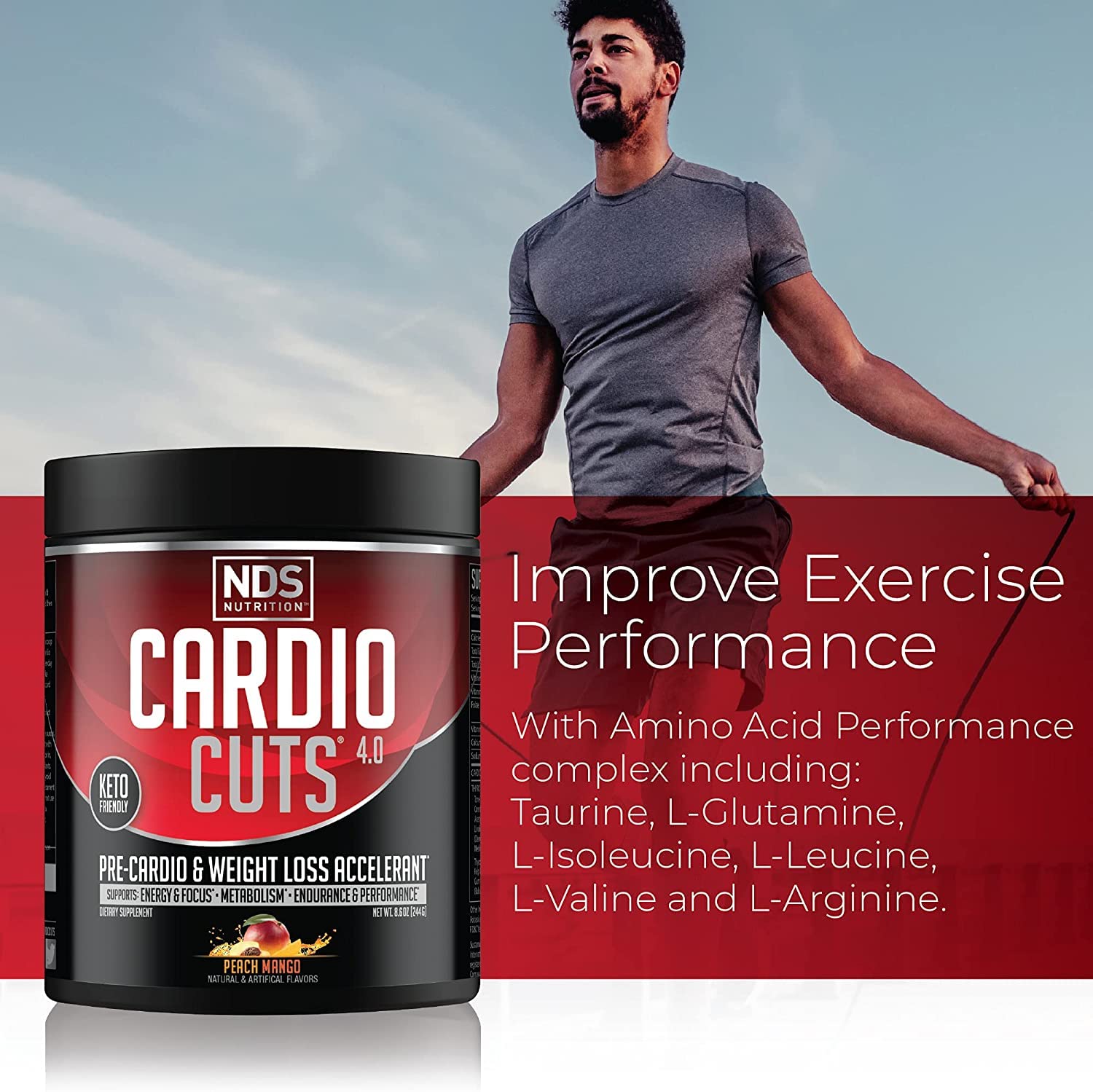 Ingredientes clave de NDS Nutrition Cardio Cuts 4.0: L-Carnitina, CLA, MCTs visibles