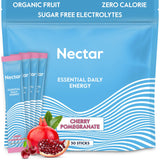 Nectar frente del empaque cereza granada mostrando 30 sobres y beneficio práctico