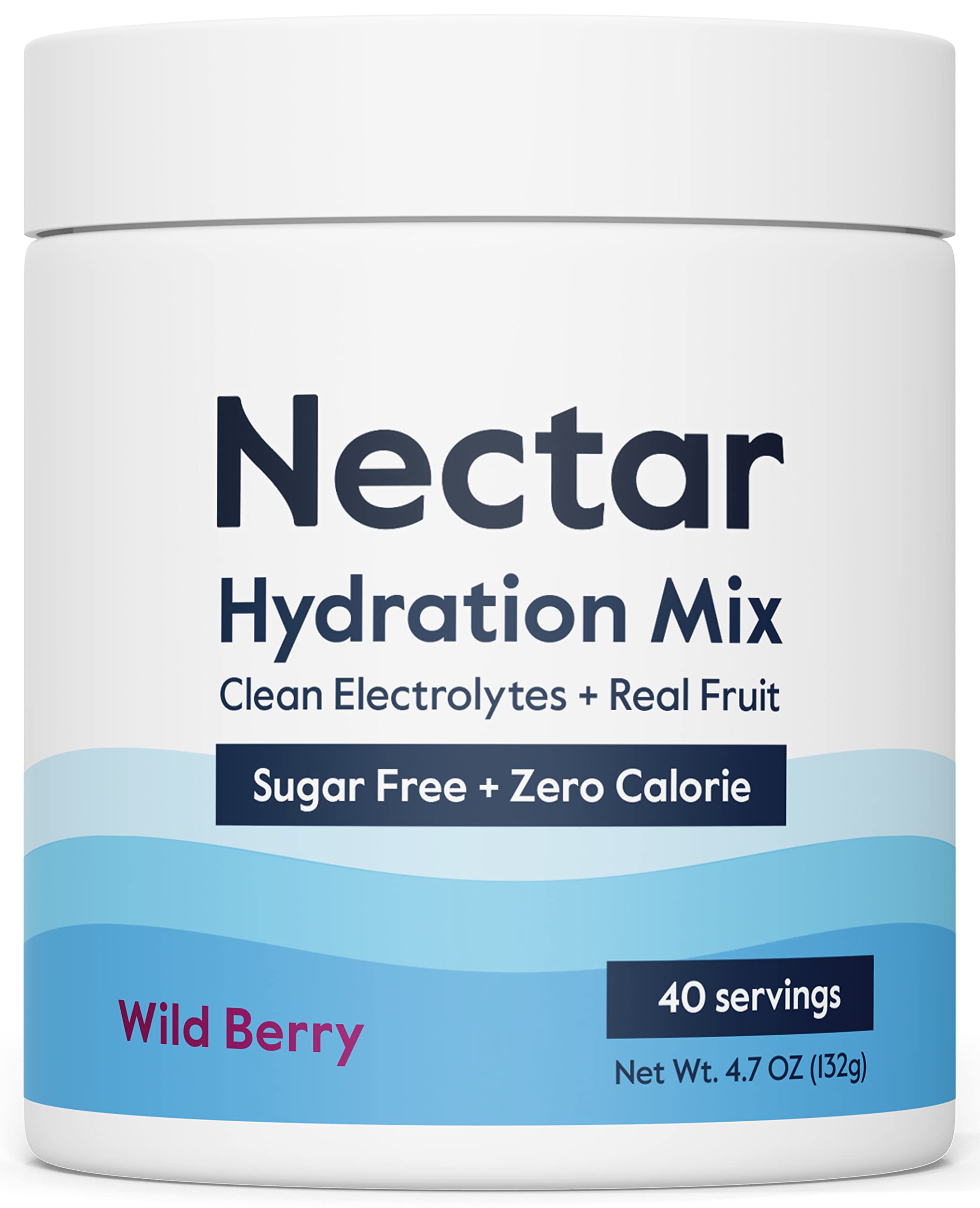 Nectar tarro frontal berry mostrando el envase y beneficios de hidratación