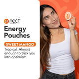 Nectr pouch en uso colocado en el labio para energía discreta
