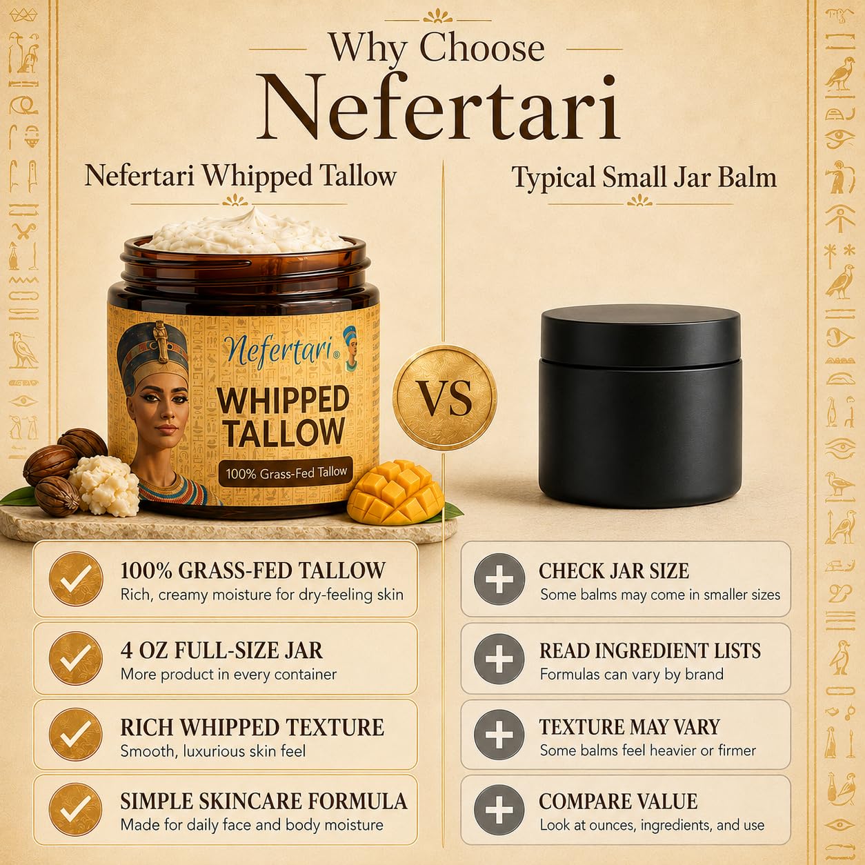 Nefertari comparación de tamaño 4 oz para entender la escala del producto