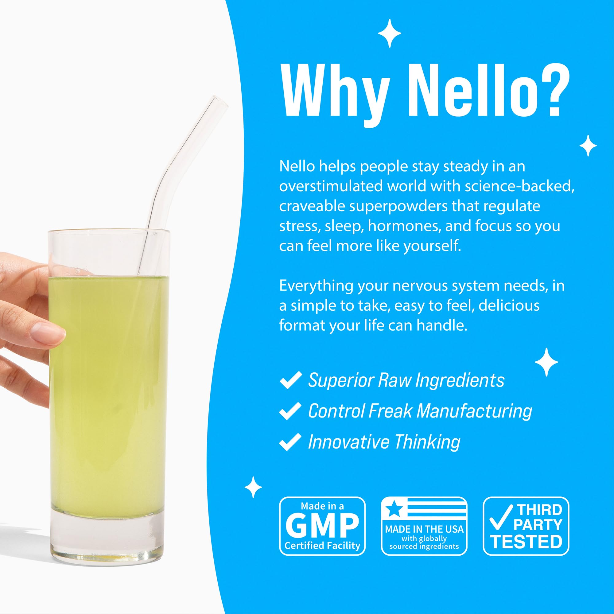 Nello etiqueta con lista de ingredientes transparentes y sin aditivos