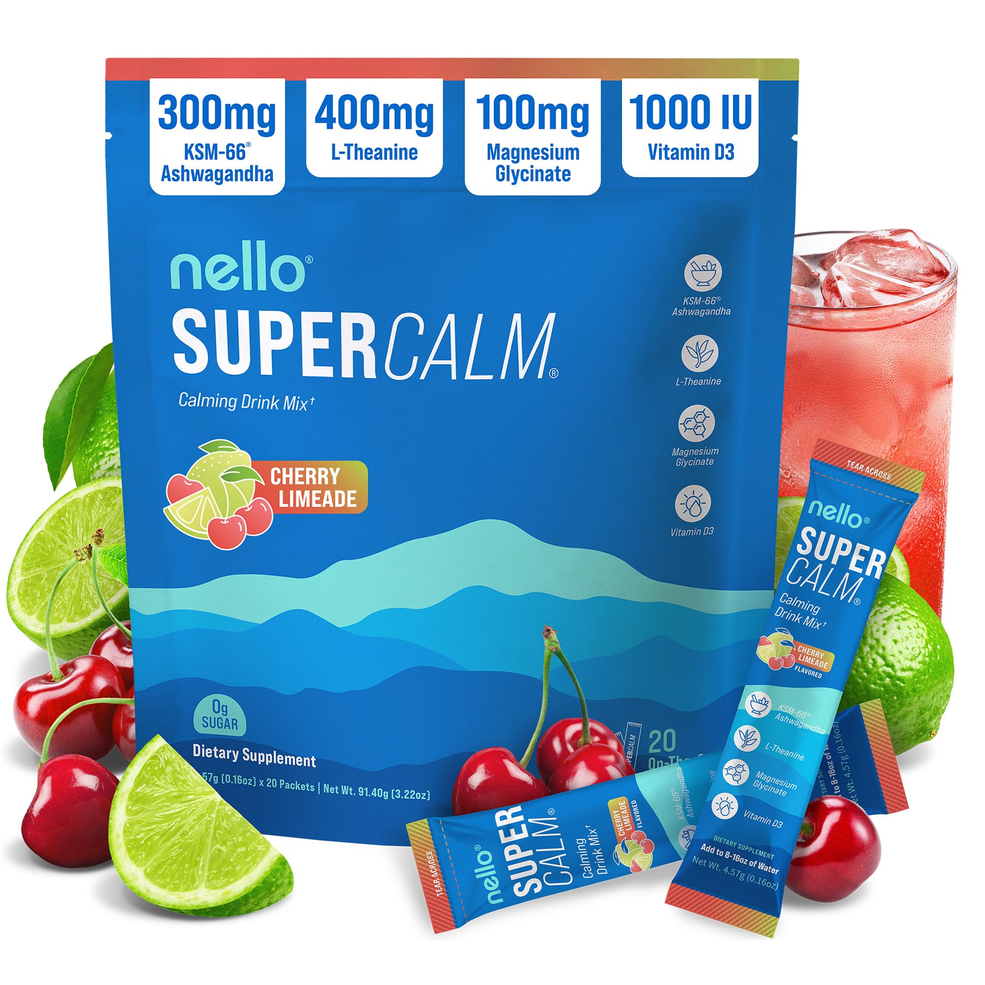 Nello Supercalm frente del empaque mostrando diseño y beneficios visibles