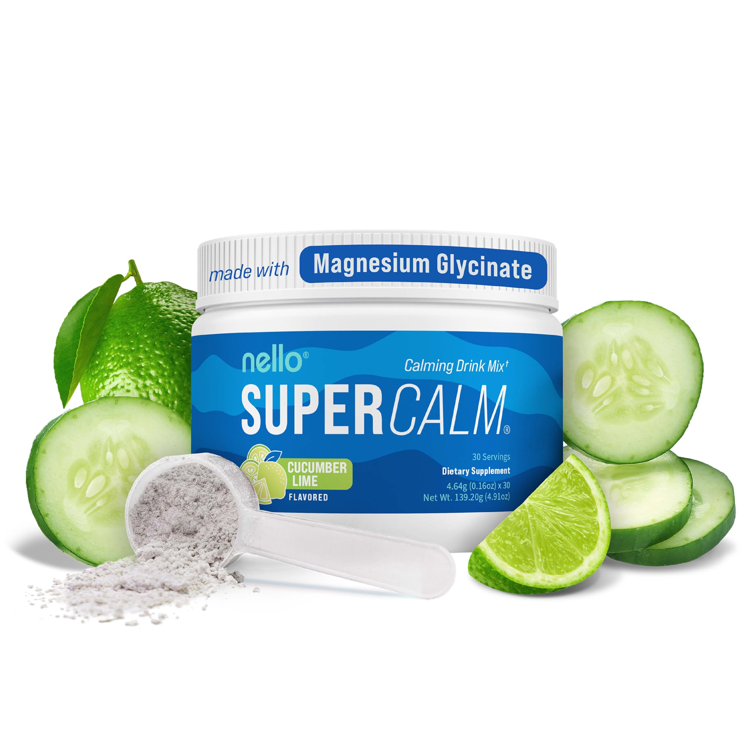 Nello SuperCalm frente del tubo muestra envase y beneficios relajantes
