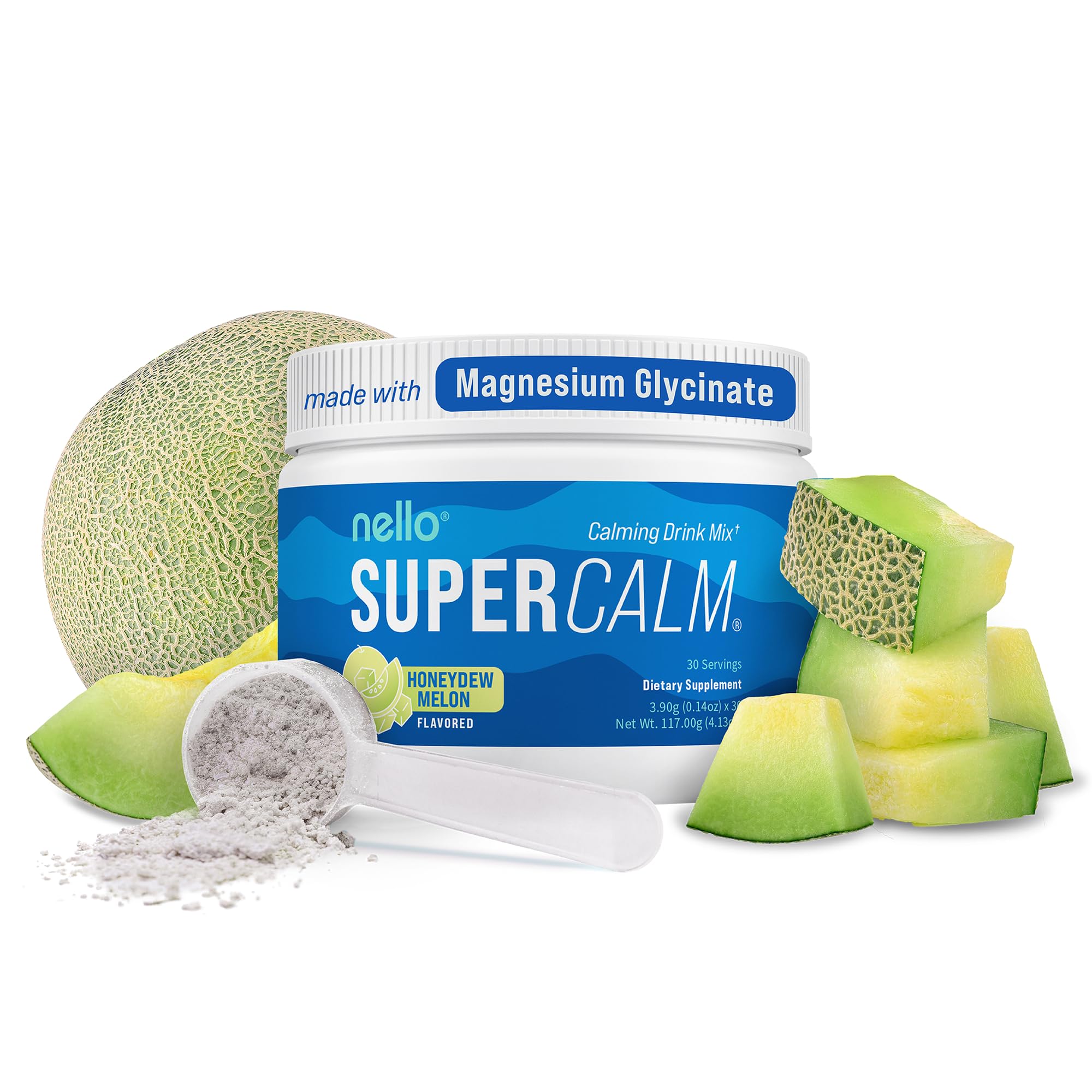 Nello lata frontal mostrando sabor Honeydew Melon y beneficio de relajación