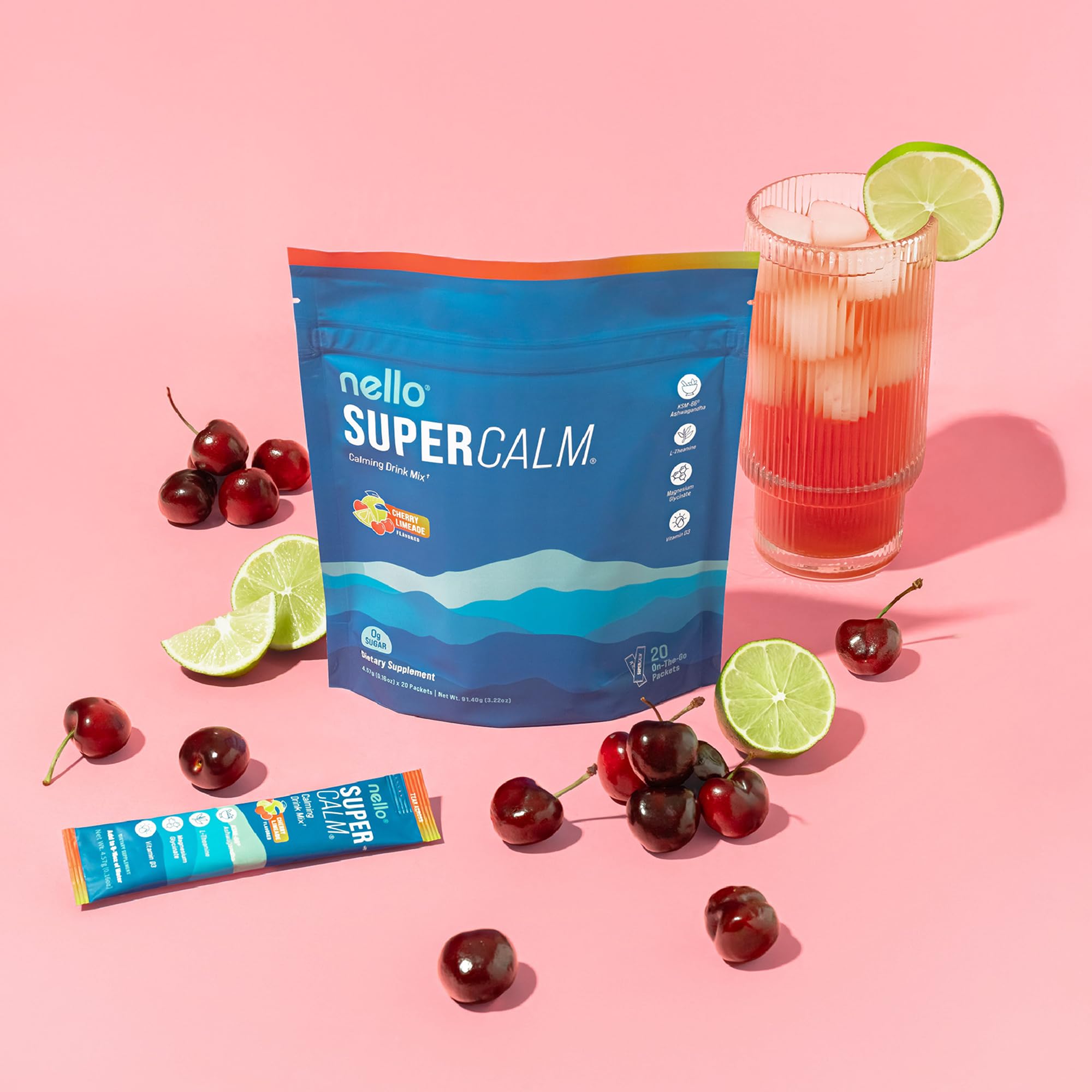 Nello Supercalm bebida preparada en vaso refrescante para beber ahora