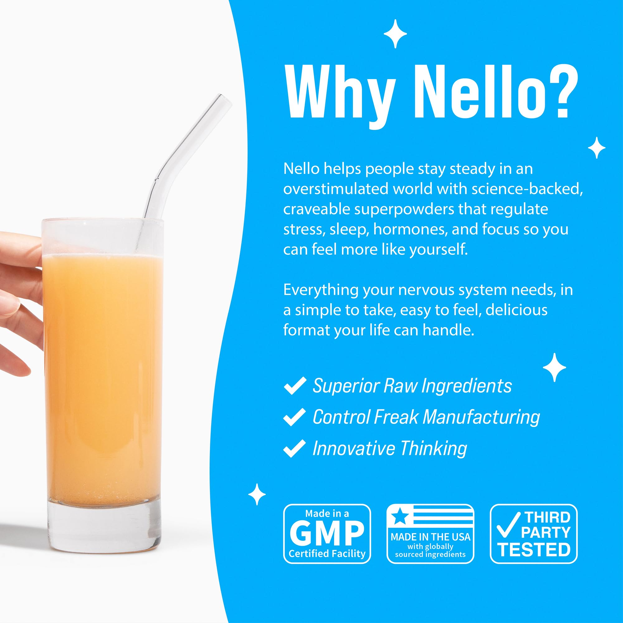 Nello SuperCalm comparación de tamaño para ver porción y envase