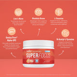 Etiqueta de Nello Superfocus con lista de ingredientes clave, información clara y confianza