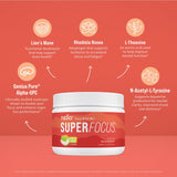 Primer plano de la etiqueta Nello Superfocus con ingredientes clave, transparencia informativa