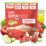 Nello Superfocus frente del paquete mostrando diseño y 20 raciones, ideal para concentración