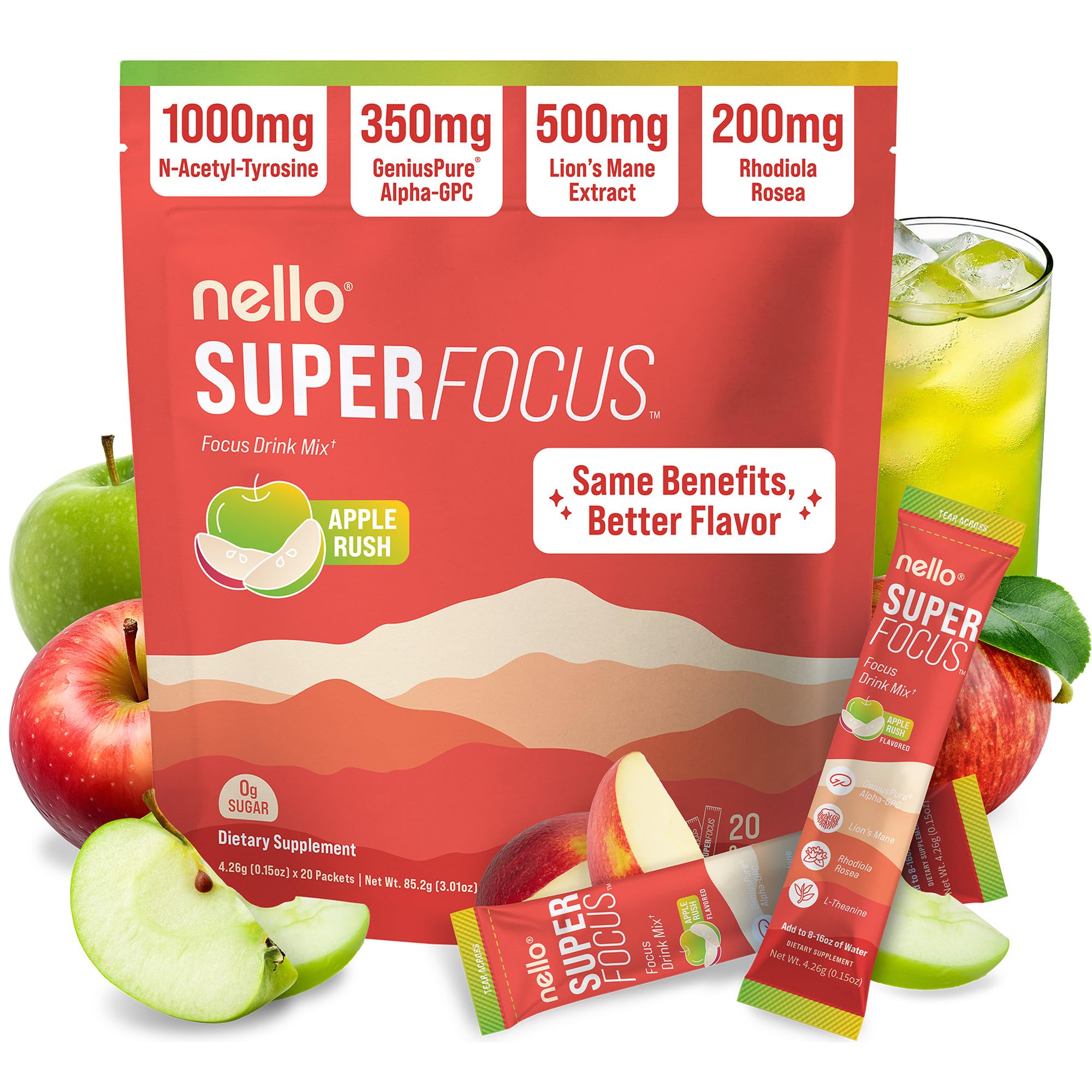 Nello Superfocus frontal del empaque mostrando diseño y conveniencia
