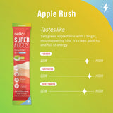Nello Superfocus sobre vertido en vaso, mezcla rápida y sabor Apple Rush refrescante