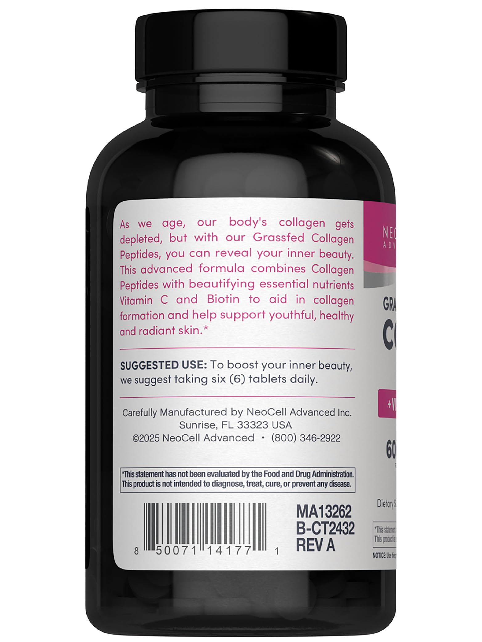 NeoCell Advanced etiqueta nutricional en primer plano detallando ingredientes