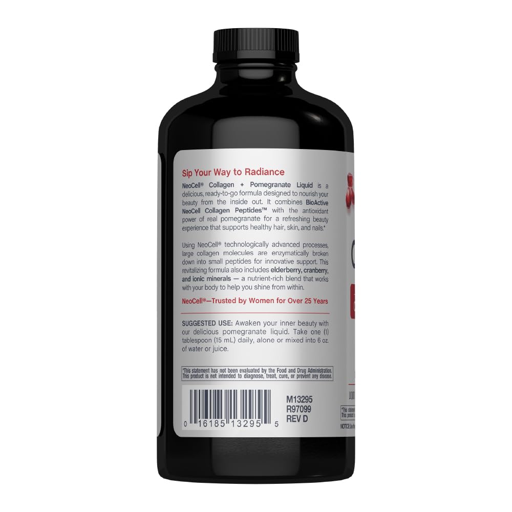 NeoCell ingredientes: granada, arándano y saúco junto a la botella, beneficio antioxidante
