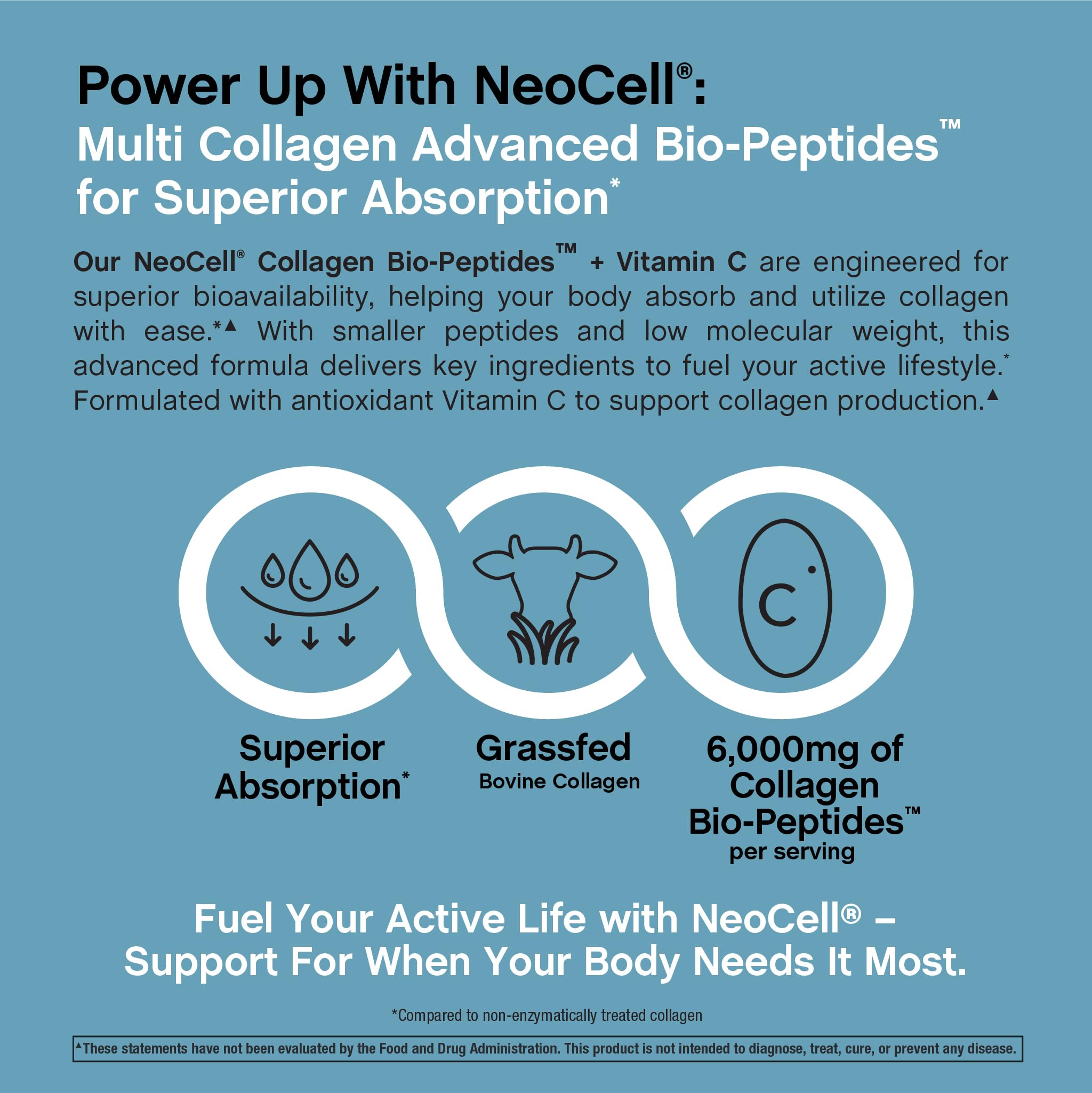 NeoCell caplets junto a regla para comparar tamaño y portabilidad