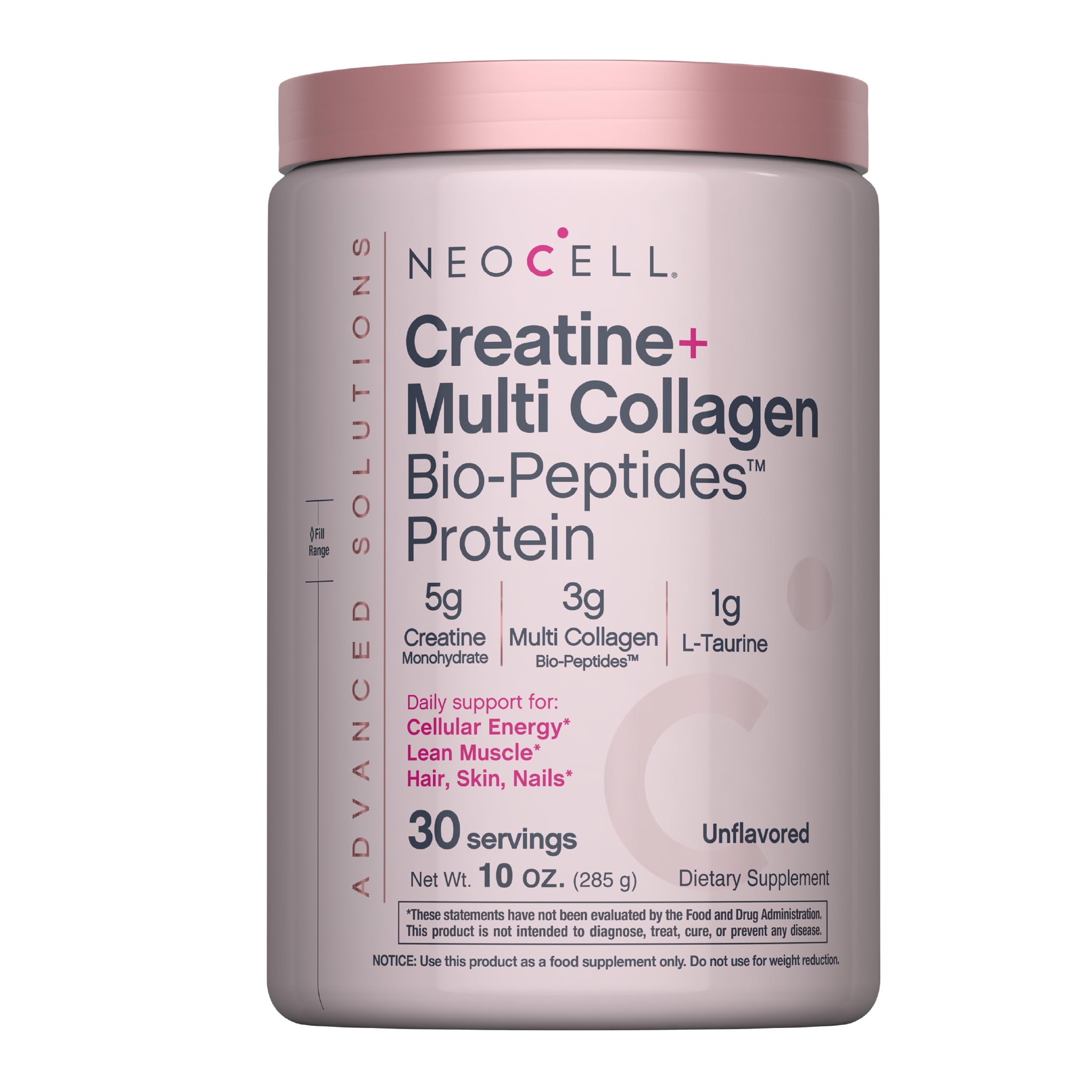 NeoCell envase frontal mostrando fórmula sin sabor y beneficios