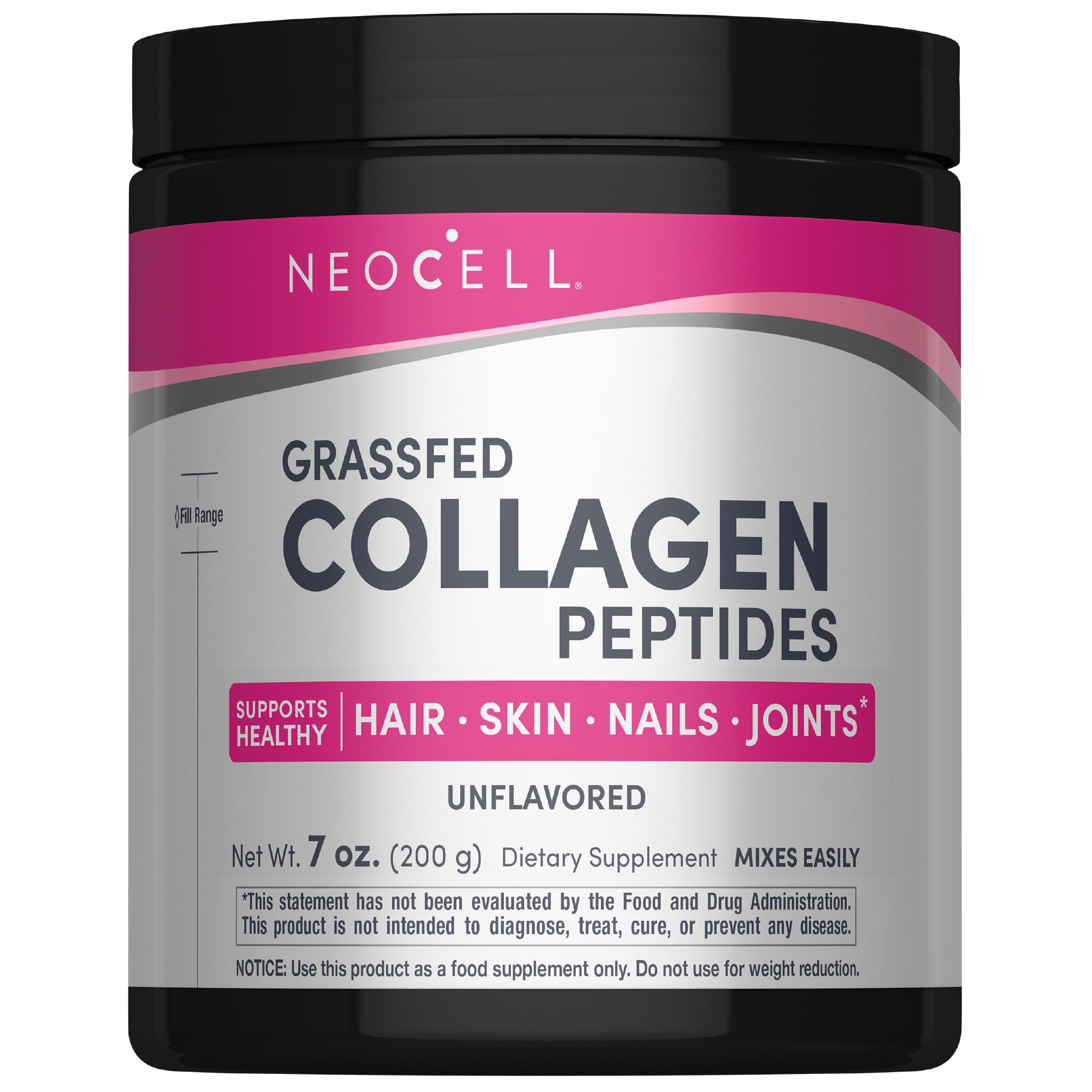 NeoCell frasco frontal mostrando etiqueta y beneficios de colágeno