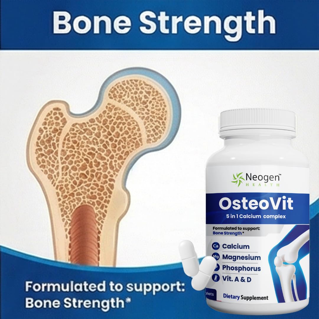 Neogen Health envase abierto con tabletas OsteoVit para visualización de contenido