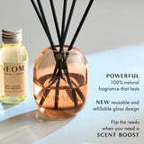 NEOM gotas de fragancia para mostrar textura natural y calidad de aceites