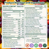 Nepeolithia etiqueta nutricional legible con lista de extractos y vitaminas