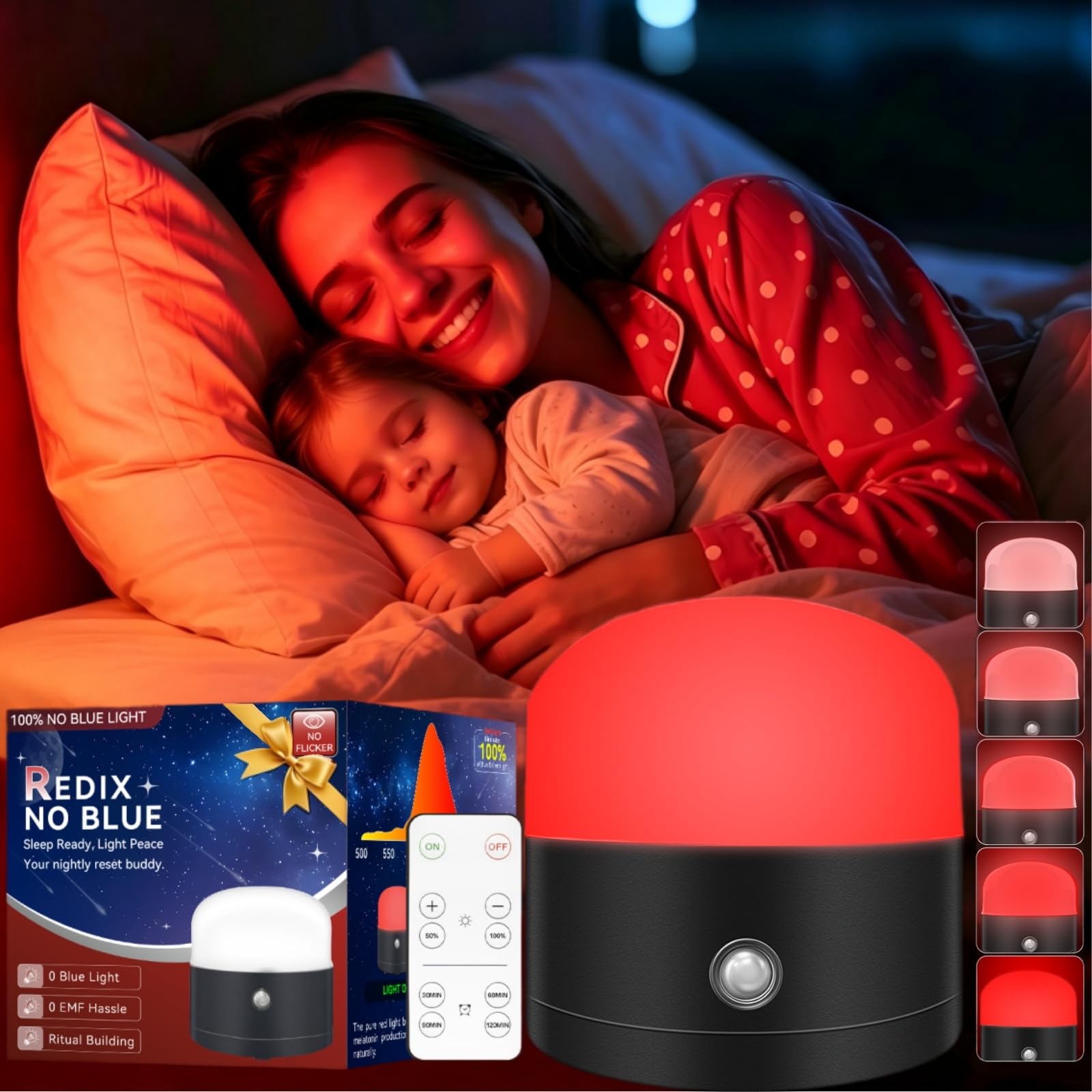 Neporal REDIX vista frontal mostrando luz roja suave y diseño compacto