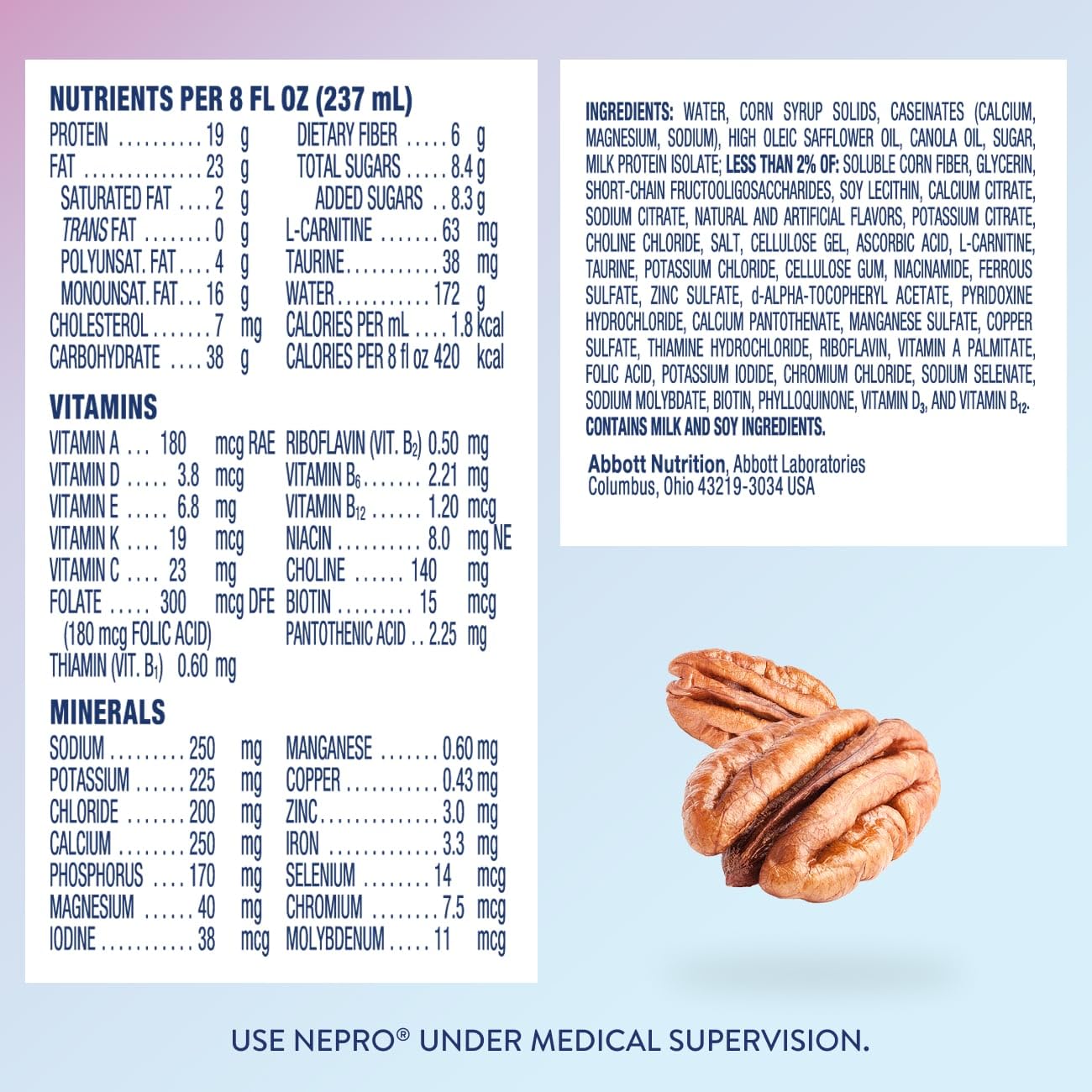 Nepro consumido en clínica durante diálisis, apoyo nutricional puntual