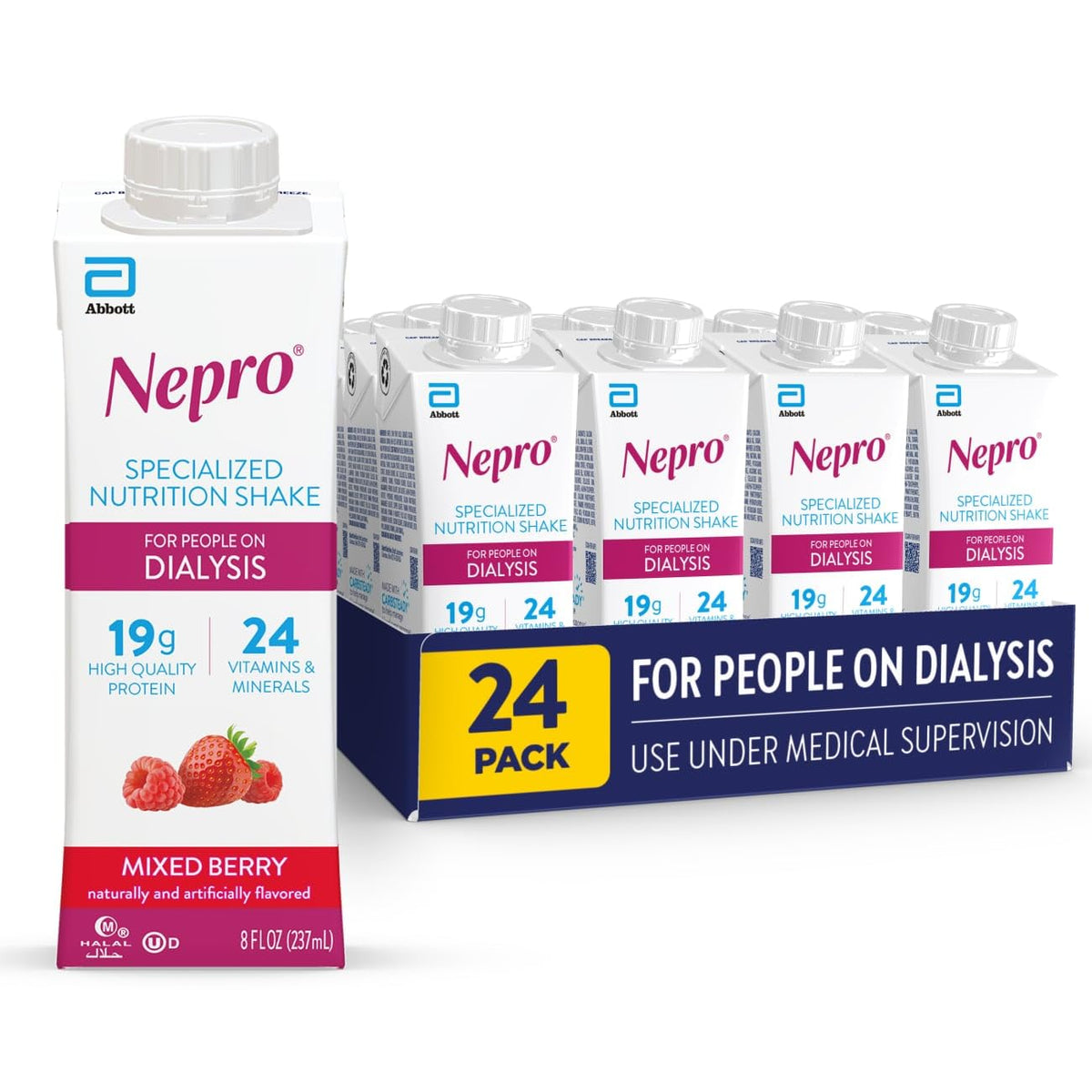 Nepro frente del envase mostrando marca y sabor Mixed Berry, opción nutritiva