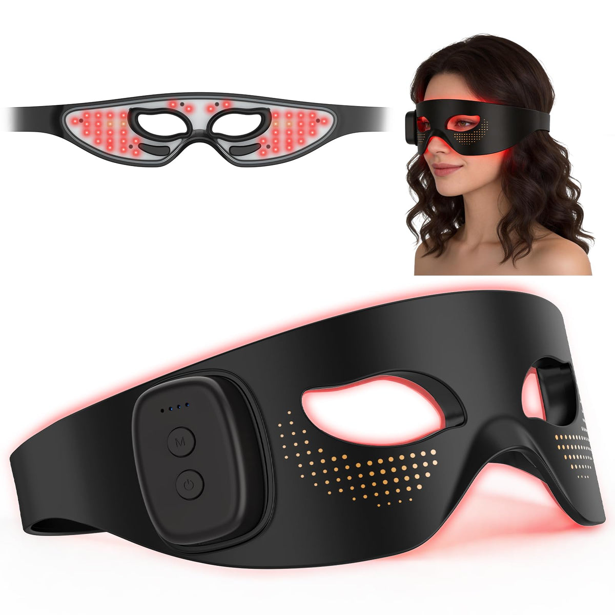 Nerillothia mascarilla ocular frontal mostrando diseño ergonómico y comodidad