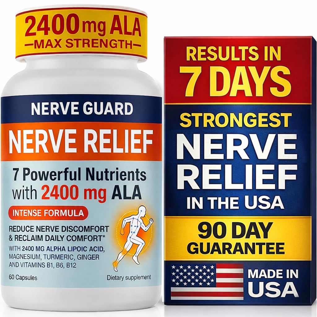 Nerve Guard frente del envase muestra fórmula y beneficio de soporte nervioso