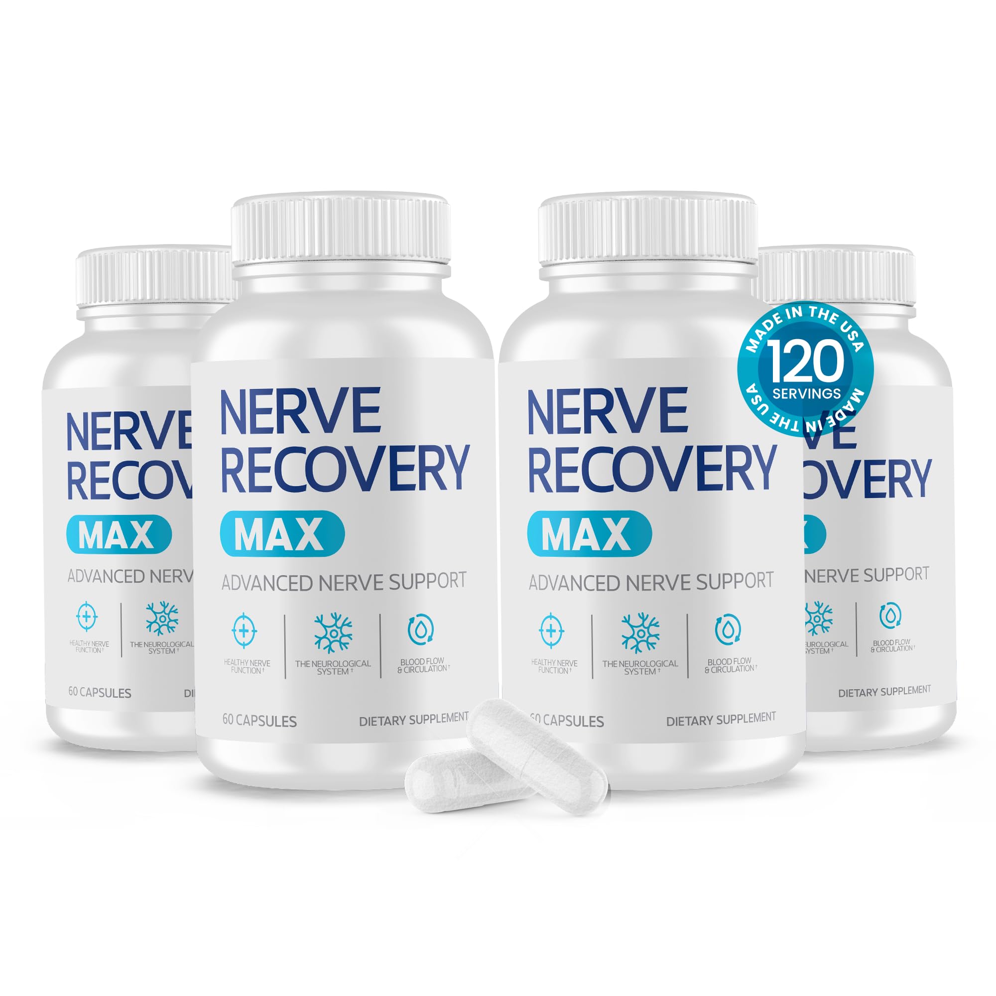 Nerve Recovery Max frasco delantero mostrando etiqueta clara y confianza