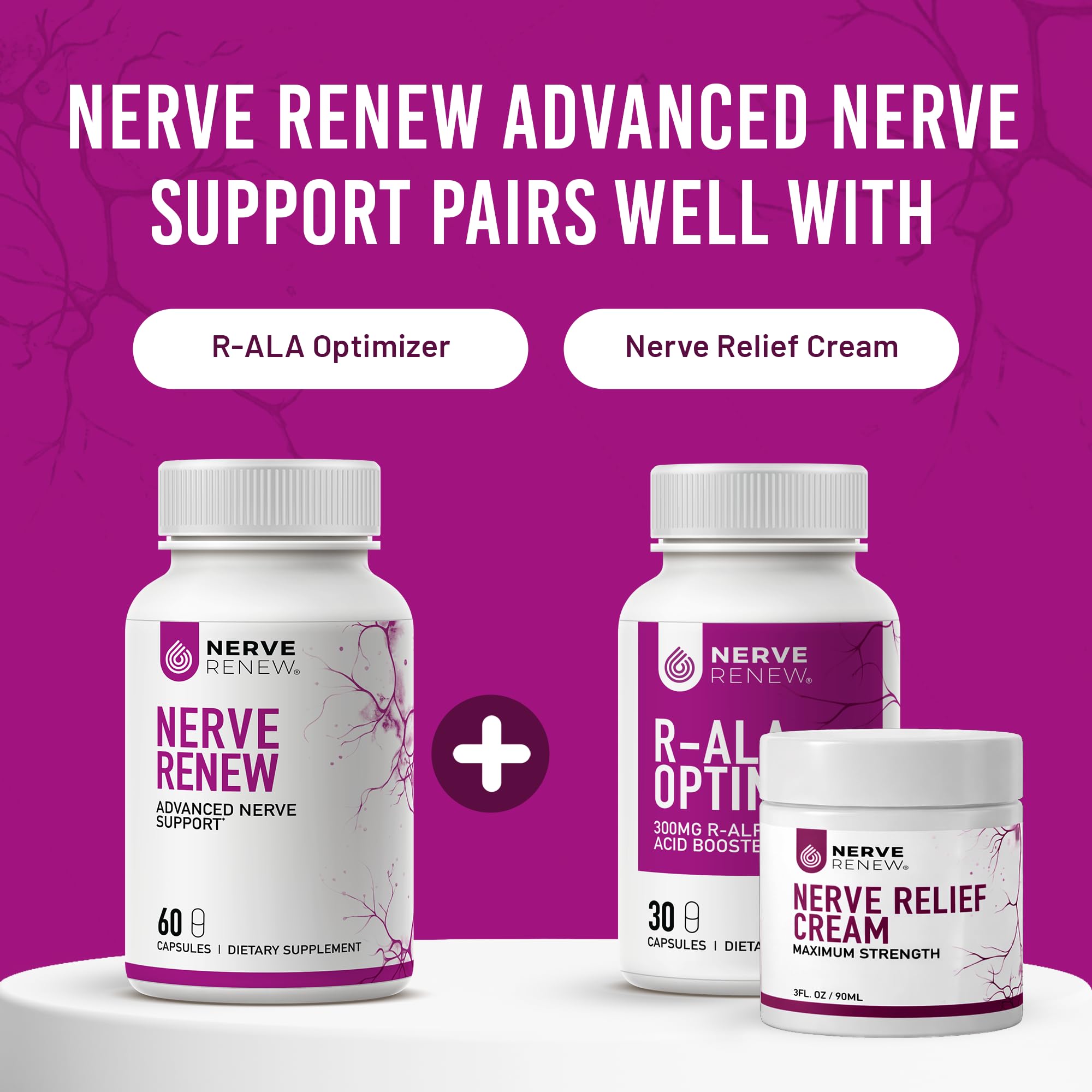 NERVE RENEW envase abierto con 180 cápsulas mostrando cantidad por bote