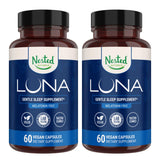 Nested Naturals envase frontal mostrando nombre y beneficio sueño sin melatonina