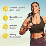 Nested Naturals etiqueta de ingredientes con lista de superalimentos y probióticos
