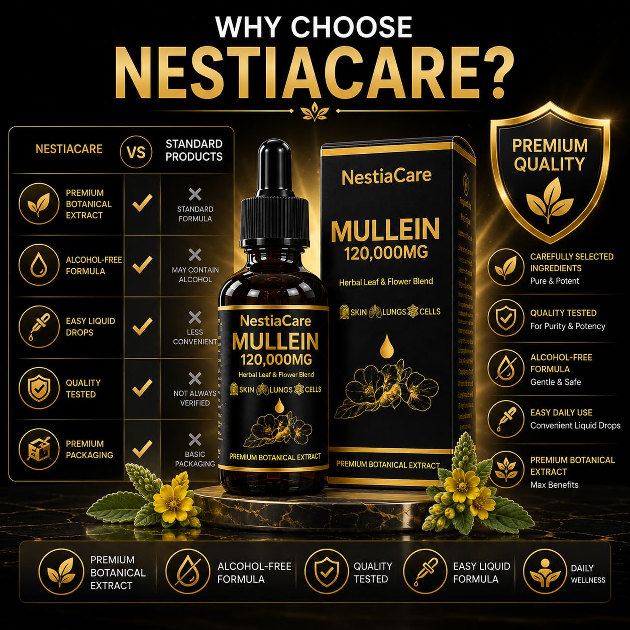 NestiaCare etiqueta con lista de ingredientes y 1200mg visible