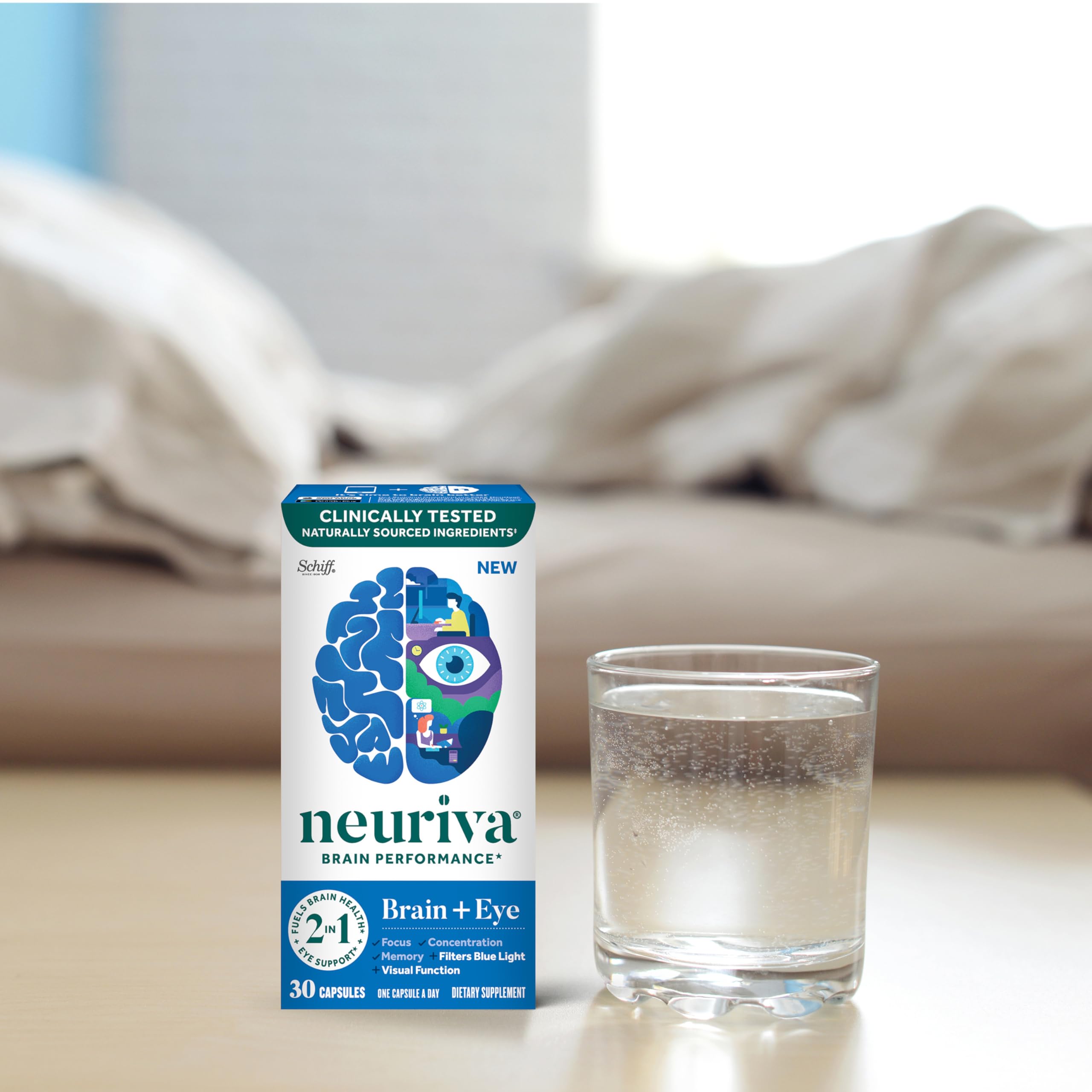 NEURIVA ingredientes naturales: flor de caléndula y cereza de café ilustrados