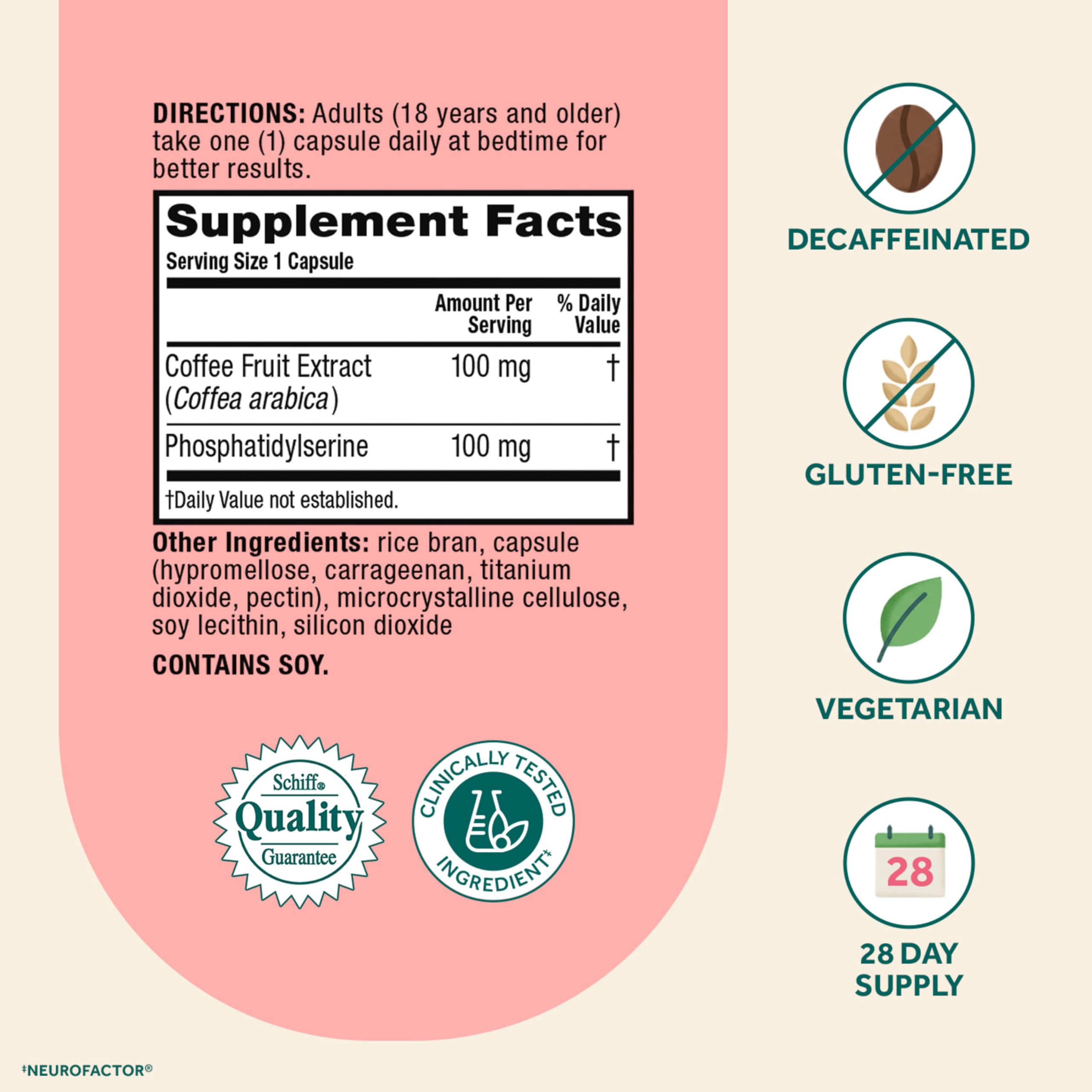 NEURIVA Neurofactor extracto de cereza de café mostrando origen y apoyo a BDNF