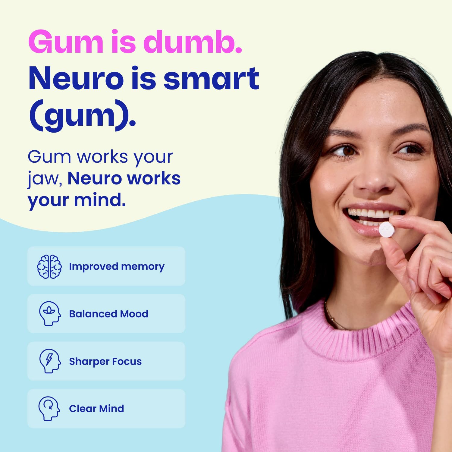 Neuro primer plano de la textura del chicle que sugiere liberación rápida