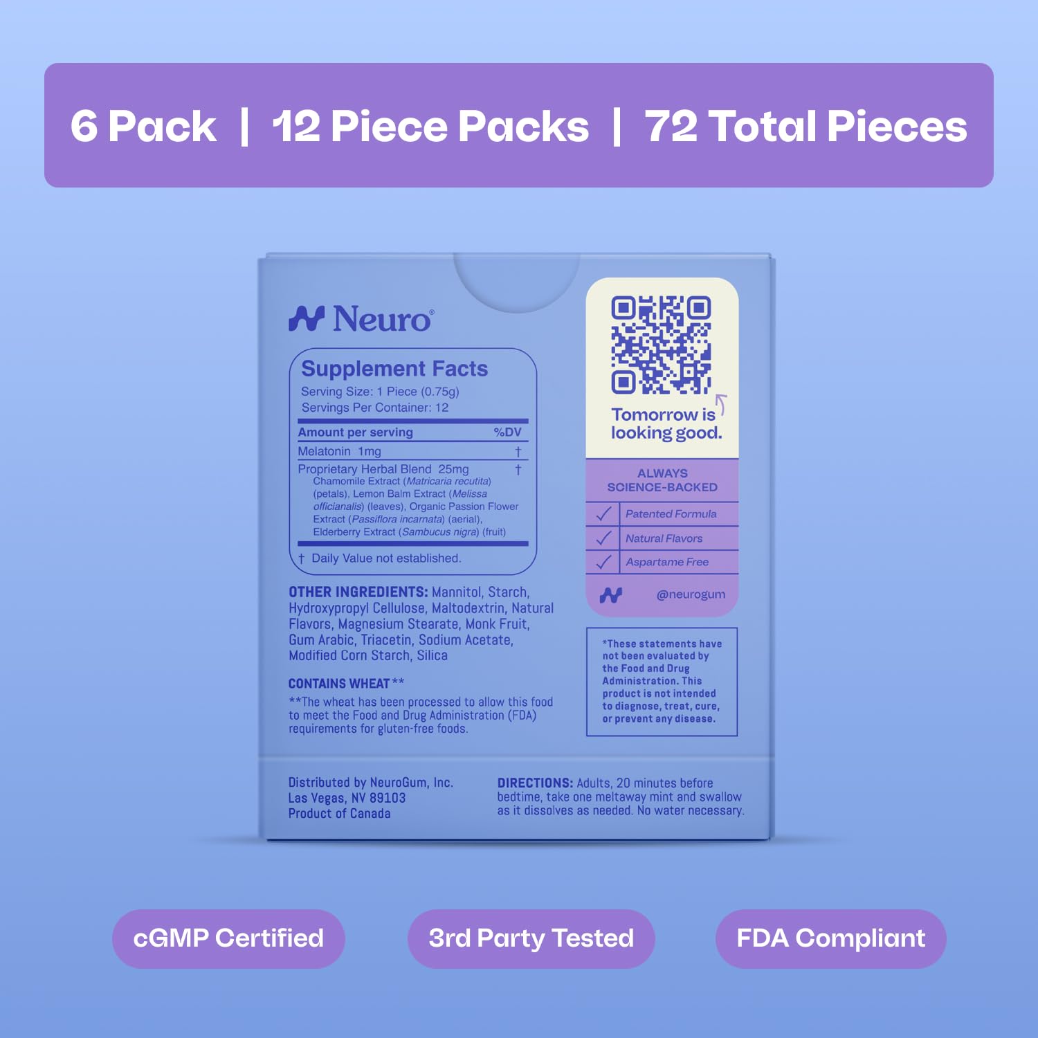 Neuro envase 72 ct ideal para viaje y rutina fuera de casa
