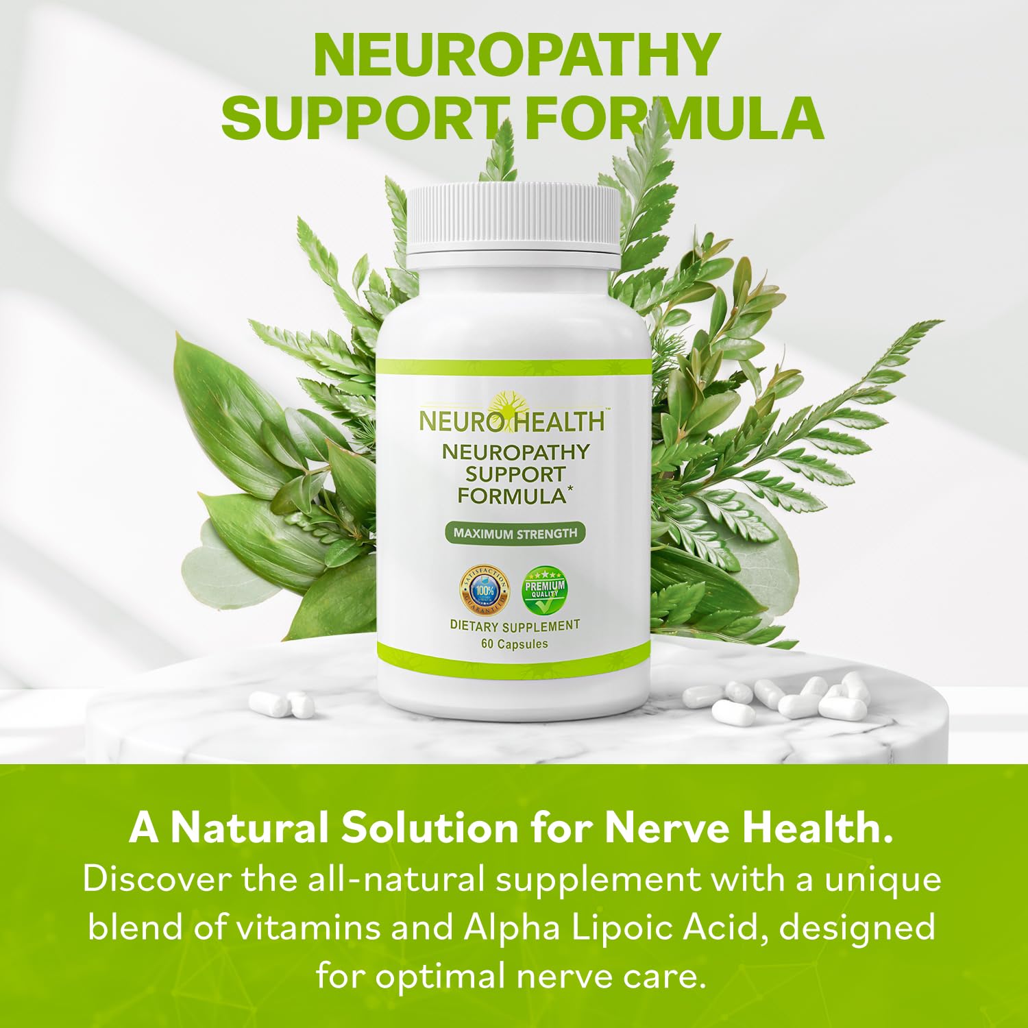 Neuro Health primer plano de cápsula revela textura y absorción rápida beneficios